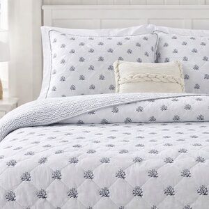 Nautica Coral Beach Blue Twin Quilt Set – 100% Cotton Coastal Bedding w/ Sham